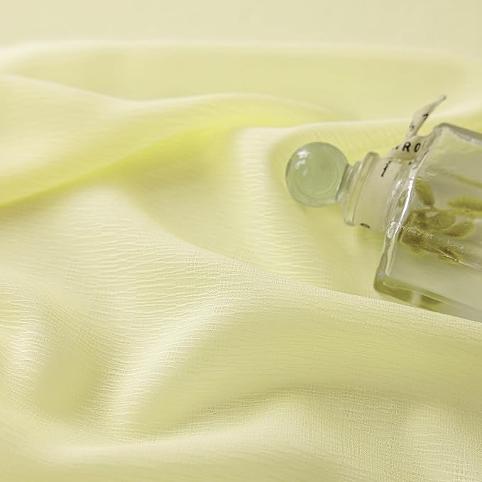 MAIHER Light Yellow Pinch Pleated Sheer Curtains 84 Inches Long for Bedroom Soft Touch Light Filtering Pleat Curtains with Ajustable Hooks for Kids Room, Pear Sorbet, 42" W x 84" L, 2 Panels