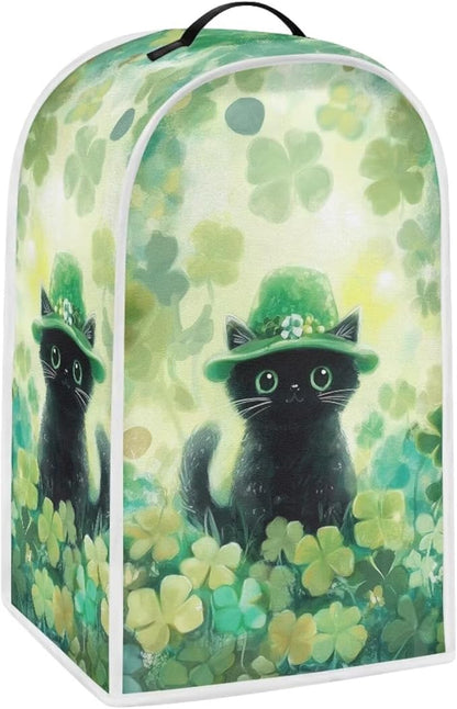 Talayituse Cat Shamrock Print Blender Dust Cover, Fingerprint Protection Cover for Stand Mixer or Coffee Machine, Home Kitchen Appliance Covers for Stain Dust Resistant Supplies St Patrick's Day Decor