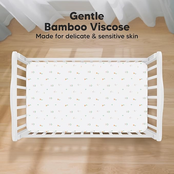 KeaBabies 2-Pack Baby Crib Sheets for Boys, Girls - 52x28 Viscose Derived from Bamboo Toddler Bed Sheets Neutral, Fitted Crib Mattress Cover for Standard Baby Bedding, Soft & Cozy (Wildflowers)