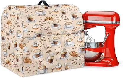 Coffee Pattern Mixer Covers Universal Stand Mixer Dust Cover Compatible with 6-8 Qt Kitchen Aid Mixer Small Appliance Protector