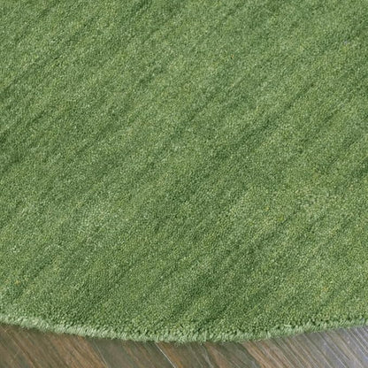 Hand Knotted Loom Wool ECO-Friendly Area Rugs - 8'x8', Round, Green Color, Solid Plain Design, High Pile Thick Handmade Anti Skid Area Rugs for Living Room, Bed Room (L00111)