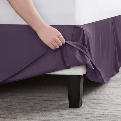 Nestl Dark Purple Full Bed Skirt - Full Size Bed Skirt 14 Inch Drop - Brushed Microfiber Bed Skirts - Hotel Quality Pleated Bed Skirt - Shrinkage & Fade Resistant