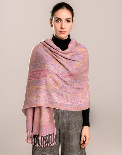Achillea Big Paisley Pashmina Shawl Wrap for Women – Elegant Scarf for Weddings, Evening Dresses, Festivals & Daily Wear