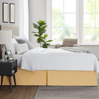 Nestl Gold Bed Skirt Queen Size - Queen Bed Skirt 14 Inch Drop - Brushed Microfiber Bed Skirts - Hotel Quality Pleated Bed Skirt - Shrinkage & Fade Resistant