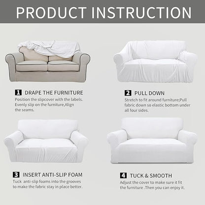 Easy-Going Stretch Chair Sofa Slipcover 1-Piece Couch Sofa Cover Furniture Protector Soft with Elastic Bottom for Kids, Pet. Spandex Jacquard Fabric Small Checks (Chair, Snow White)