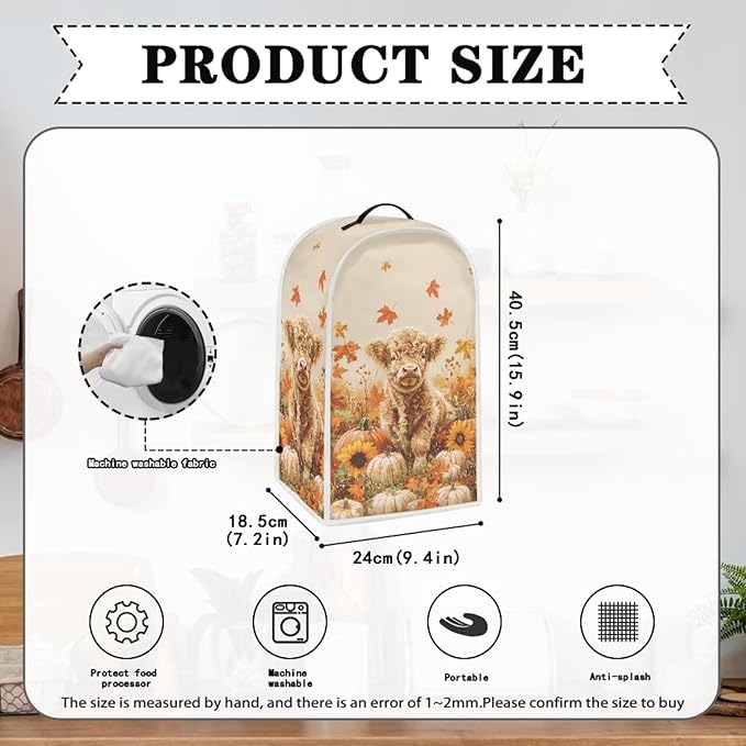 Highland Cow Blender Cover for Kitchen Small Appliance Dust Cover Fall Kitchen Decor Food Processor Dustproof Covers with Handle Blender Protection Accessories, Maple Leaf