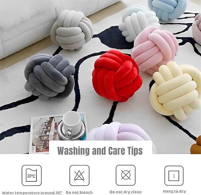 Knot Ball Pillows, Round Throw Pillow Cushion Home Decoration Soft Plush Pillow, Throw Knotted Ball Pillow Handmade Children Room Decoration Round Plush Toy Pillow (Leather Pink,8.5"/22cm)