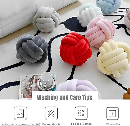 Knot Ball Pillows, Round Throw Pillow Cushion Home Decoration Soft Plush Pillow, Throw Knotted Ball Pillow Handmade Children Room Decoration Round Plush Toy Pillow (Light Blue,8.5"/22cm)
