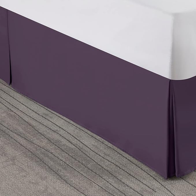 Nestl Dark Purple Twin XL Bed Skirt - Twin XL Size Bed Skirt 14 Inch Drop - Brushed Microfiber Bed Skirts - Hotel Quality Pleated Bed Skirt - Shrinkage & Fade Resistant