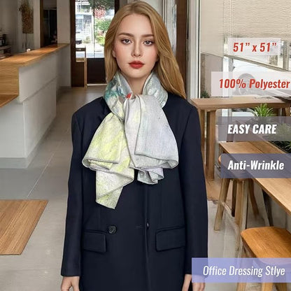 Artist Oil Painting Wraps 51"x51" Cashmere-Soft Art Pashmina Luxury Rolled Hem Women Large Travel Blanket Shawl