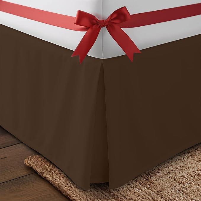 Utopia Bedding Queen Bed Skirt - Soft Quadruple Pleated Ruffle - Easy Fit with 16 Inch Tailored Drop - Hotel Quality, Shrinkage and Fade Resistant (Queen, Brown)