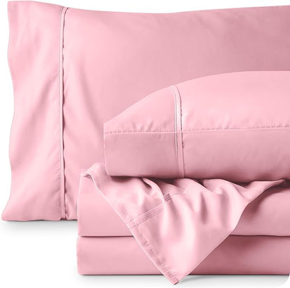 Bare Home Sheet Set - College Dorm Size - Luxury 1800 Ultra-Soft Microfiber Bed Sheets - Deep Pockets - Easy Fit - Extra Soft - 3 Piece Set (Twin XL, Light Pink)