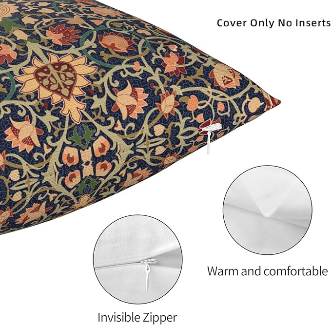 William Morris Vintage Floral 20x20 inches Throw Pillow Covers Cushion Covers for Couch Home Bed Living Room Decorative Pillow Cases