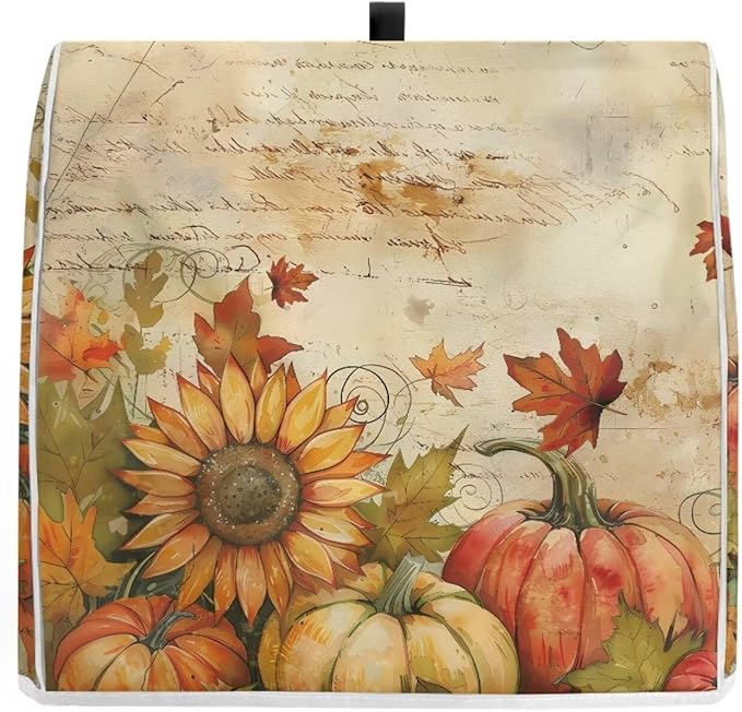 Pumpkin Mixer Cover for Kitchen Aid 6-8 Qt Mixer, Maple Leaf Small Appliance Dust Covers Universal for Air Fryers, Coffee Makers, Kitchen Decor Gift for Friends