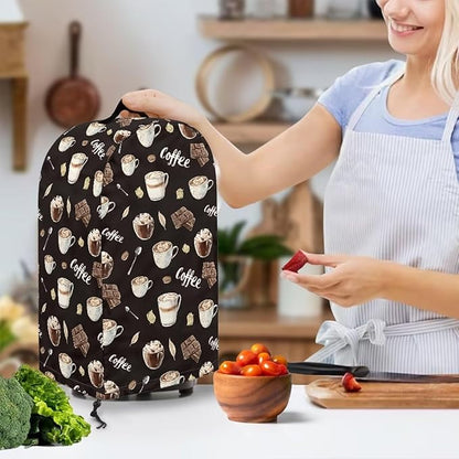 Chocolate Coffee Cups Blender Cover for Kitchen Food Processor Cover Dust Foldable Coffee Appliance Cover Universal Design with Top Handle