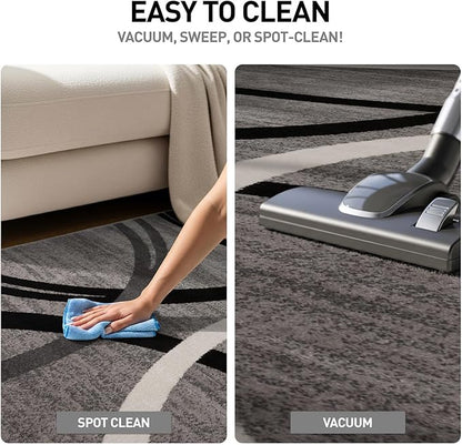 Rugshop Wavy Circles Design Runner Rug, Carpet with Jute Backing for Hallway or Entryway, Gray, 2'7" x 6'