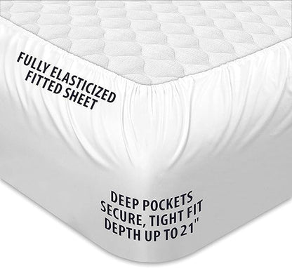 COONP Twin Mattress Topper, Extra Thick Pillowtop, Cooling Plush Mattress Pad Cover Cotton Top Bed Topper Protector with 8-21 Inch Deep Pocket