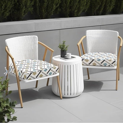 idee-home Outdoor Chair Cushions Set of 2, Thick 19" x 19" x 3" Outdoor Seat Cushions Patio Furniture Waterproof with Ties, Dining Pads