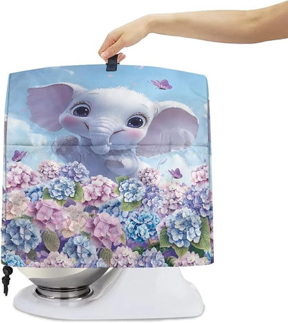 Cute Cartoon Elephant Mixer Cover Stand Dust Proof Covers with Handle and Front Pockets Kitchen Aid Mixer Cover for 6-8 Qt Mixer,Kitchen Coffee Maker Toaster Machine Dust Cover