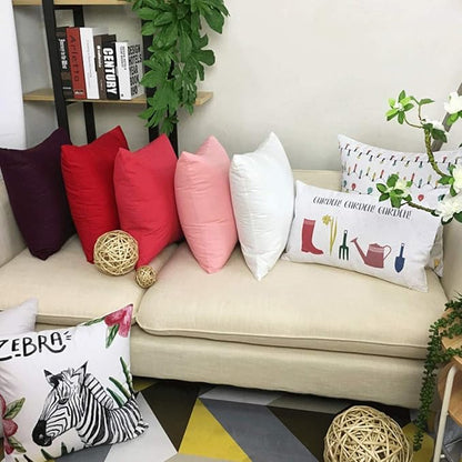 Thmyo 4-Pack 100% Cotton Comfortable Solid Decorative Throw Pillow Cases Square Cushion Cover Pillowcases Sublimation Blank Christmas DIY Throw Pillow Covers for Sofa Bed Car(18x18 inch/ 45x45cm,Red)