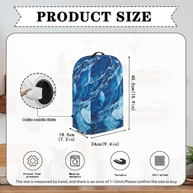 Marble Print Blender Dust Cover, Stand Mixer or Coffee Maker Appliance Covers with Drawstring, Anti Fingerprint Dust Stain Resistant Blender Cover for Home Kitchen