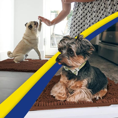 Muddy Mat® Shown on TV – Super Absorbent Microfiber Dog Door Mat for Muddy Paws, Non-Slip Washable Pet Rug, Quick Dry Chenille Entryway Carpet, Machine Washable Indoor Outdoor mat, Brown 30"x19"