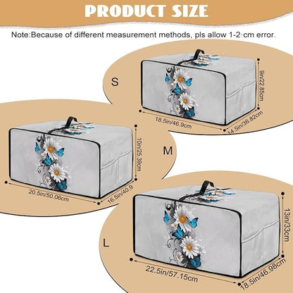 Toaster Oven Cover Dust-Proof Countertop Convection Oven Cover Protective Smart Microwave Oven Accessories and Decor, S, 14.5 x 18.5 x 9 Inches, Daisy Butterfly Gray