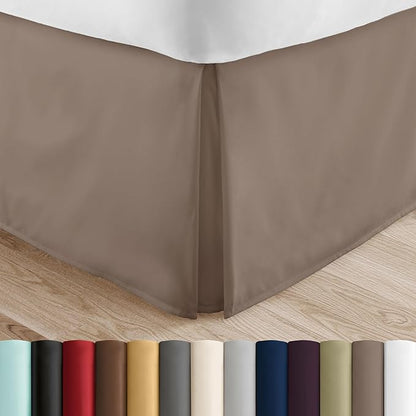 Linen Market Bed Skirt - Ultra Soft Microfiber - Easy Fit with 14 Inch Tailored Drop - Hotel Quality, Shrinkage & Fade Resistant - Bed Cover - Twin Bed Skirts - Bedroom Décor - (Twin, Taupe)