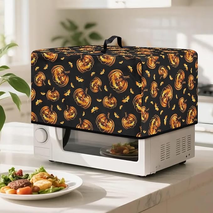 Microwave Oven Dust Cover, Halloween Pumpkin Protective Dust Cover for Microwave Oven Multifunction Greaseproof Covers Kitchen Protector Kitchen Accessories for Microwaves Ovens