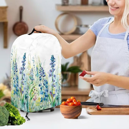 Blue Lavender Floral Kitchen Blender Cover Food Processor Dust Cover with Drawstring and Top Handle, Dust Protection Easy to Clean Small Appliance Coffee Maker Cover Juicer Cover