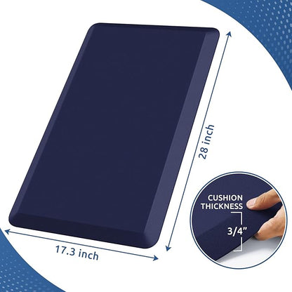KitchenClouds Kitchen Mat Cushioned Anti Fatigue Kitchen Rug 0.8inch Waterproof Non Slip Kitchen Rugs and Mats Standing Desk Mat Comfort Floor Mats for Kitchen Sink Office (17.3"x28", Blue)