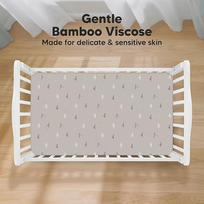 KeaBabies 2-Pack Baby Crib Sheets for Boys, Girls - 52x28 Viscose Derived from Bamboo Toddler Bed Sheets Neutral, Fitted Crib Mattress Cover for Standard Baby Bedding, Soft & Cozy (Savannah)