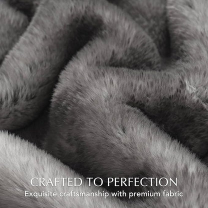 EVERGRACEHOME Ultra Soft Luxury Fluffy Mink Faux Fur Throw Blanket, Thick Warm Fall Winter Blankets for Bed, Couch, Cozy Plush Reversible Blanket for Chair, Sofa (Ombré Silver Onyx, 50"x60")