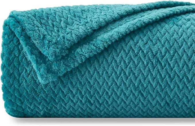 NEWCOSPLAY Super Soft Throw Blanket Dark Blue Premium Silky Flannel Fleece Leaves Pattern Lightweight Bed Blanket All Season Use (Dark Blue, Throw(50"x60"))