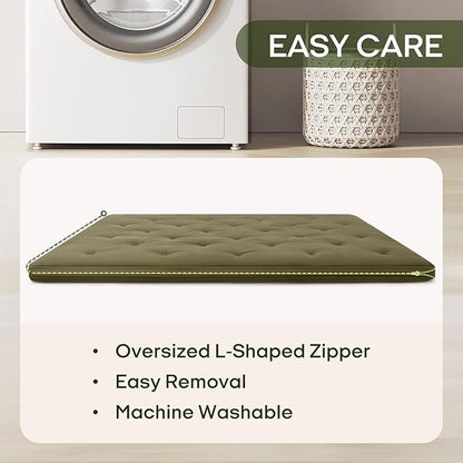 ZonLi Japanese Floor Futon Mattress Queen Size 80"x 60", 100% Cotton Cover 4'' Thicken Tatami Mattress, Foldable Sleeping Pad, Portable Dormitory Tatami Mat, Roll Up Floor Lounger Bed for Adult