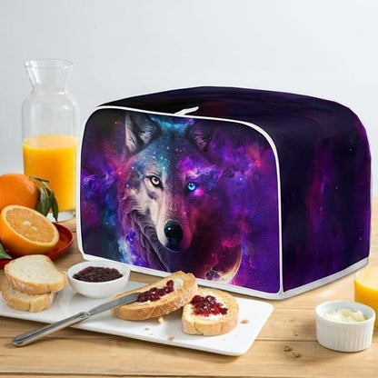 ZFRXIGN Galaxy Wolf Toaster Cover, 4 Slice Toaster Bag, Stain Resistant, Purple