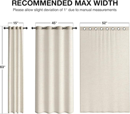 Anmao Flax Linen Curtains for Living Room 63 Inch Length 2 Panels Set, Light Filtering Sheer Window Curtain Drapes for Bedroom with Nickel Grommet, 52 Inch Wide Each Panel, Linen Color
