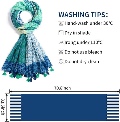 Scarf for Women Lightweight Soft Floral Leopard Printed Scarves Fall Winter Fashion Shawl Wrap with Fringe