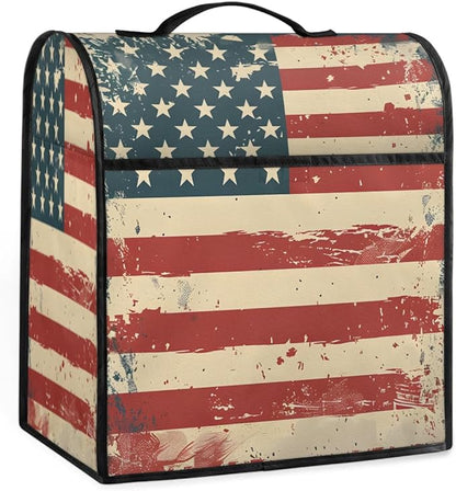 Stand Mixer Cover for 6-8 Quarts Mixer Kitchen Mixer Cover Fits Tilt Head & Bowl Lift Models Stars Stripes Dust Cover for Coffee Maker with Pockets