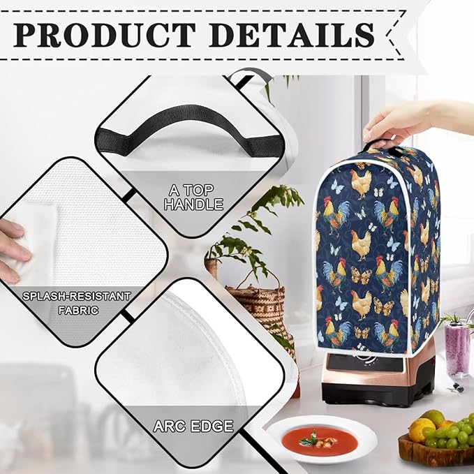 Butterfly Chicken Rooster Blender Dust Cover Stand Mixer Coffee Maker Appliance Covers with One Big Pocket Blender Appliance Cover for Kitchen Home Indoor Office