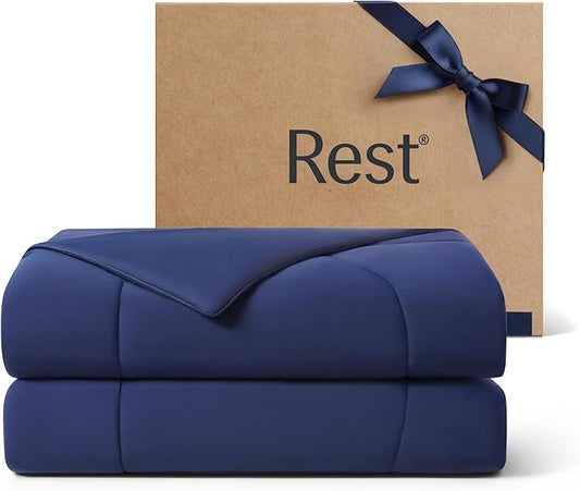 REST® Evercool® Cooling Comforter, Twin/Twin XL, Blanket for Hot Sleepers, All Season Bedding to Keep Cool for Night Sweats, Breathable Lightweight Blanket, 68"x90" Inches, Midnight Blue