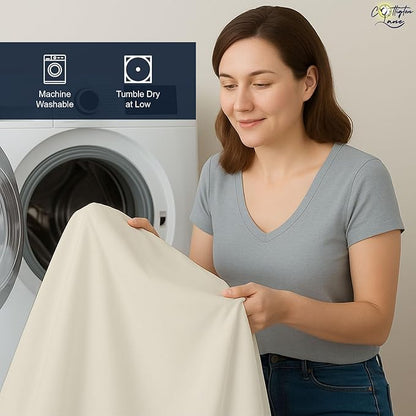 Cottington Lane Ruffled Bed Skirt Queen Size with Split Corner, Brushed Microfiber Hotel Quality Ivory Dust Ruffle, 16 Inch Drop Gathered Bedskirt, Soft and Stylish, Shrinkage and Fade Resistant