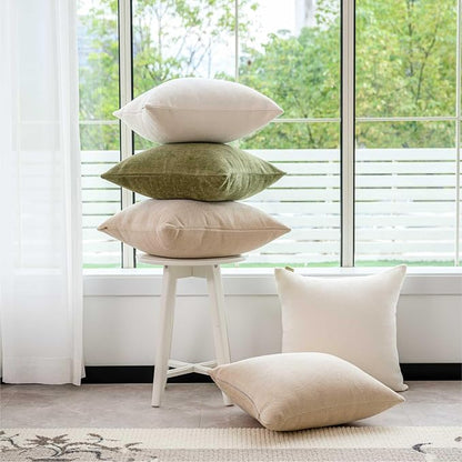 a moment Pack of 2 Decorative Christmas Chenille Throw Pillow Covers with Twill Cushion Covers for Sofa Living Room Couch Bed 12x20 Inch Raw White