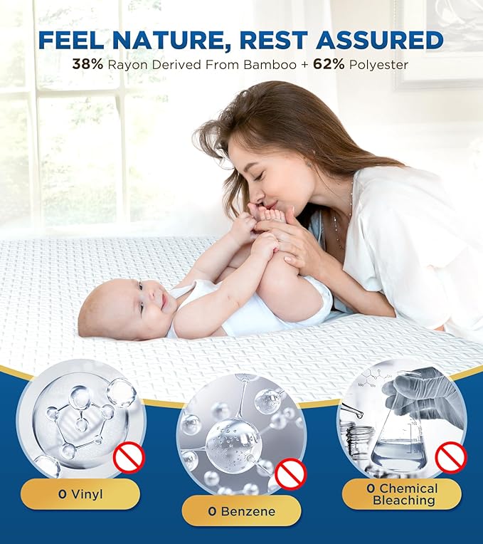 Premium 100% Waterproof Twin Mattress Protector Breathable Cooling 3D Air Fabric Mattress Cover Smooth Soft Hypoallergenic Noiseless Bed Cover Machine Washable Vinyl Free 8-21'' Deep Pocket