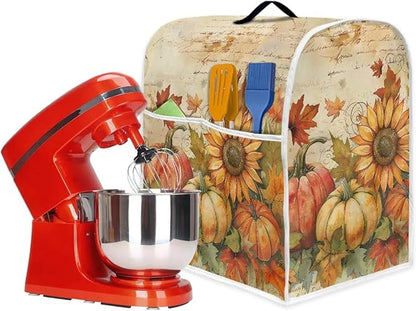 Pumpkin Mixer Cover for Kitchen Aid 4.5-5 Qt Mixer, Maple Leaf Small Appliance Dust Covers Universal for Air Fryers, Coffee Makers, Kitchen Decor Gift for Friends