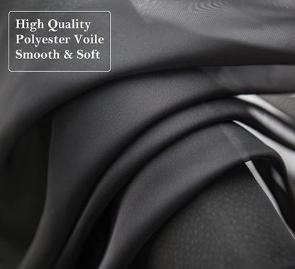 PI Sheer Curtains with Grommet,Airy Voile Textured,Modern Window Draperies for Living Room/Bedroom 2 Panels (W52 X L90, Black)