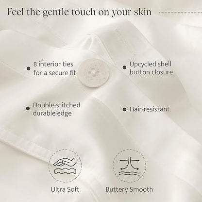 Double Stitch Cotton Tencel Duvet Cover - Queen Size Comforter Cover, Luxury & Soft Eucalyptus Lyocell Bedding Set for Hot Sleepers, Cooling, Smooth & Breathable, Button Closure, Cream, 90"x90"