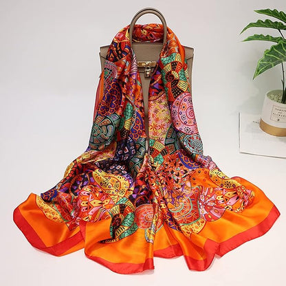 Fashion Scarves Scarf 100% Silk Feeling Scarf Silk Like Scarves Long Lightweight Sunscreen Shawls for Women
