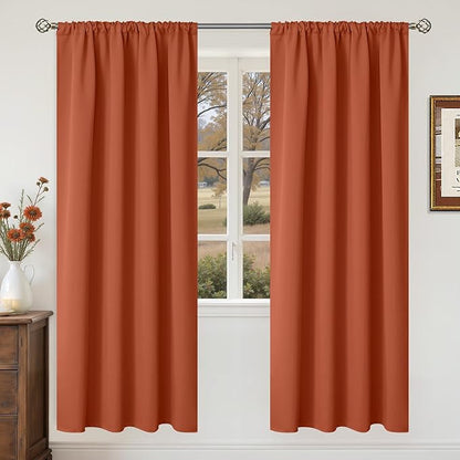 BGment Terracotta Blackout Curtains for Living Room Window - Thermal Insulated Drapes with Rod Pocket Room Darkening Privacy for Bedroom, 42 x 72 Inch, 2 Panels