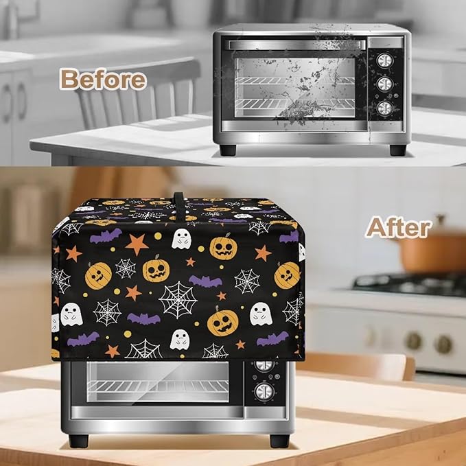 Microwave Ovens Dust Cover, Halloween Spiderweb Polyester Waterproof Countertop Microwave Dust Cover Dustproof Tear-Resistant for Most Standard Sizes Easy to Clean